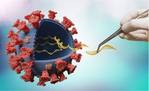 המדען מזהה גנים ב-RNA של הוירוס במעבדה