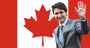 רה"מ טרודו עם דגל קנדה - "עלה בידו"