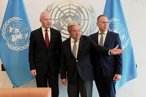 גלנט עם השגריר ארדן ומזכ"ל האו"ם