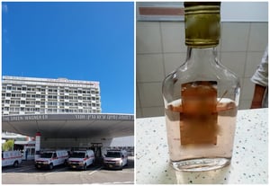 חזית הקריה הרפואית רמב"ם ובקבוק האלכוהול המזויף (המקרה נמצא כעת החקירה. משום כך טושטשו פרטים מזהים)