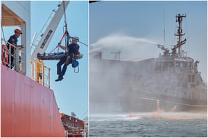 תרגיל ראשון מסוגו: חילוץ נפגעים מאוניה בוערת בלב ים