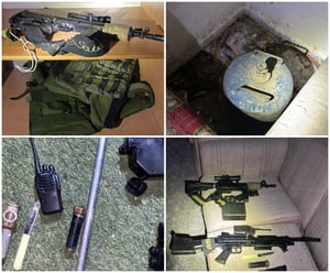 הנשק, מטען, אפוד ומכשירי הקשר שהוסגרו במסגרת החקירה