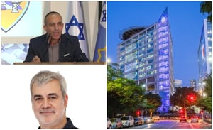 מימין: בית חולים איכילוב | משמאל: למעלה - פרופסור רוני גמזו, למטה - פרופסור אלי שפרכר