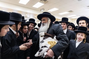 האדמו"ר מדושינסקיא בביקור בישיבת 'מאור התורה' בב"פ