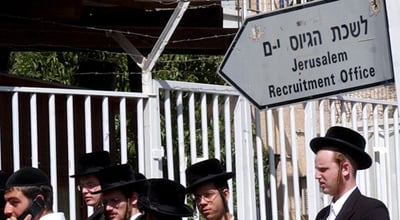 תלמידי ישיבה ליד לשכת גיוס