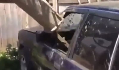 הזוי: זעם על רכב שחסם אותו, ויצק לתוכו בטון