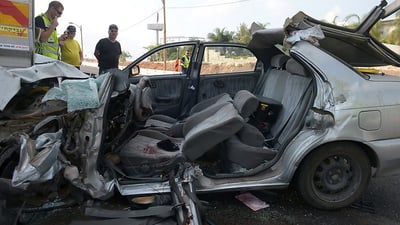 זירת התאונה. האב נהרג במקום