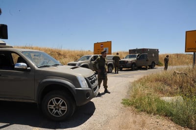 זירת הפיצוץ בגבול סוריה