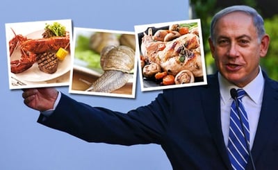 בפמליית נתניהו מגיבים: 'נענה להזמנה, לא אכל כל מזון טרף'