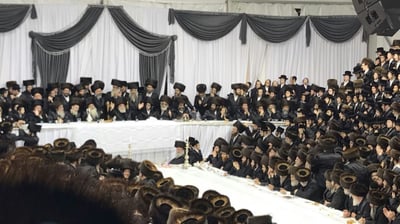 סעודה שלישית ופארשפיל עם הרבי מויז'ניץ. צפו