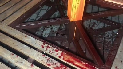 אלמונים שפכו דם של חיות על חנוכייה בקייב