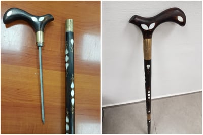 בתוך מקל ההליכה התגלה דוקרן ארוך