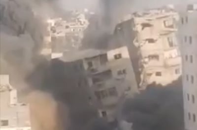 עזה: כך 'הוריד' המל"ט בנין בן 11 קומות • צפו