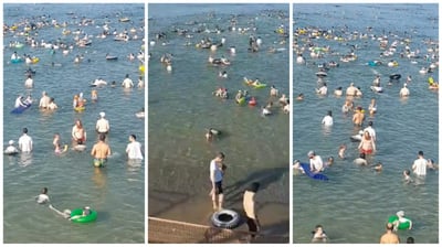 תיעוד הצפיפות בחופים נפרדים: 4 מצילים על אלפי אנשים