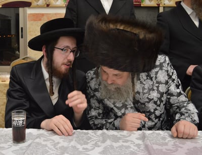 החתן בסוד שיח עם האדמו"ר מנדבורנה