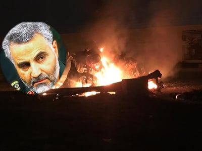 קאסם סולימאני ברקע מקום החיסול