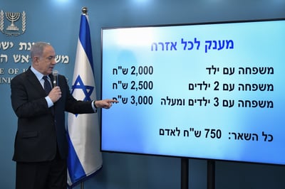 נתניהו מציג את המענק הכספי לאזרחים