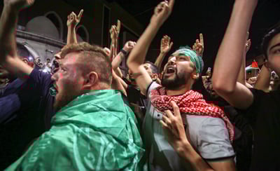 החגיגות בעזה עם כניסת הפסקת האש