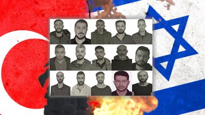 תמונות 15 סוכני המוסד, על רקע דגלי ישראל וטורקיה