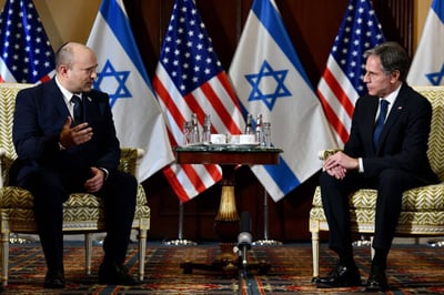 רה"מ בנט ומזכיר המדינה בלינקן, בפגישתם בוושינגטון לפני שלושה חודשים