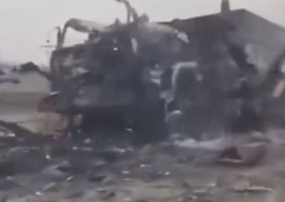 צפו: שיירה צבאית רוסית הושמדה מהאוויר