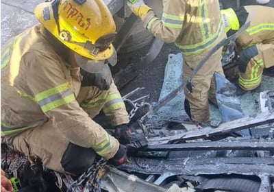 תאונת דרכים חזיתית  בין אוטובוס למשאית