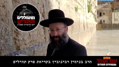 בכותל המערבי: הרב שמואל רבינוביץ בקריאת תהילים  • צפו