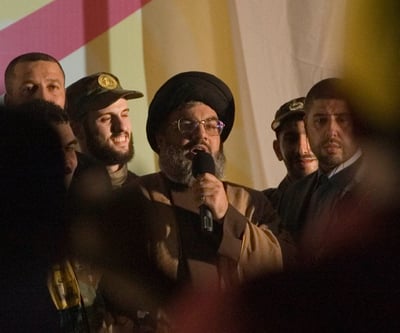 מזכ"ל חיזבאללה חסן נסראללה נואם בביירות 