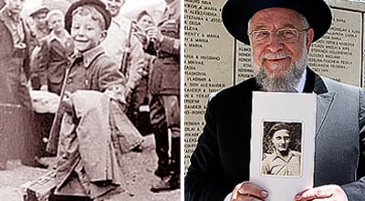 הרב לאו בטקס עם תמונת מצילו.