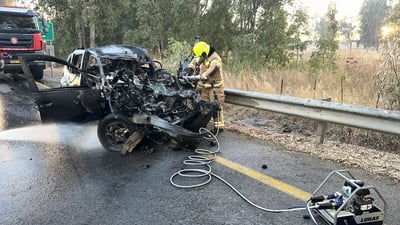 הרכב שספג פגיעה ישירה בצומת נפח ברמת הגולן