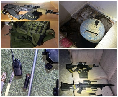 הנשק, מטען, אפוד ומכשירי הקשר שהוסגרו במסגרת החקירה