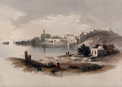 ציור של צידון וקבר זבולון משנת 1843
