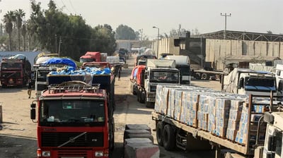 שיירה של מוצרי סיוע הומניטרי בעזה 
