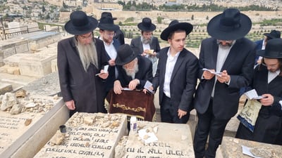 הגרב"ד אלישיב בתפילה בציון זקינו בעל ה'לשם'