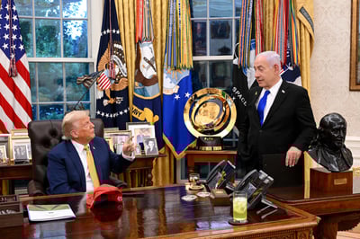 נתניהו וטראמפ בבית הלבן, הלילה