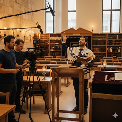 חזן מתחזן מול צוות צילום