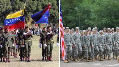 חיילים מצבא ארה"ב מימין, צבא ונצואלה משמאל