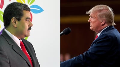 מימין הנשיא טראמפ, משמאל הנשיא מדורו