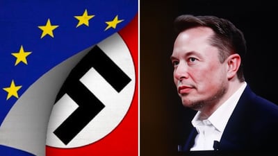 מימין אילון מאסק, משמאל הפוסט ששותף