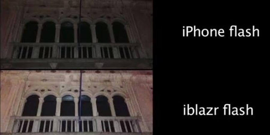 למעלה: בפלאש של האייפון, למטה: בפלאש הנייד