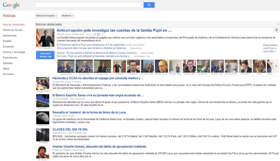 הגרסה הספרדית של גוגל חדשות