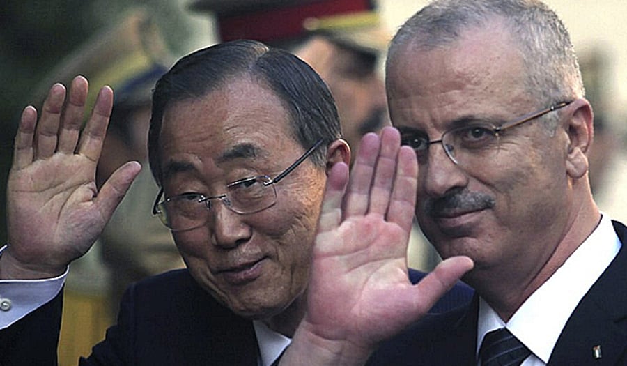 ראש ממשלת האחדות הפלסטינית עם מזכ"ל האו"ם, ארכיון