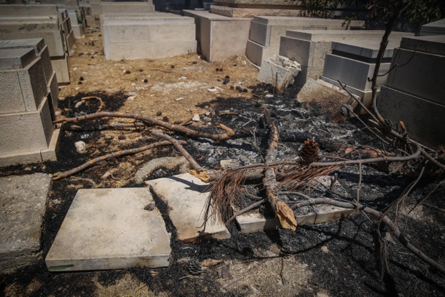 חשד להצתה: שריפה פרצה בהר הזיתים