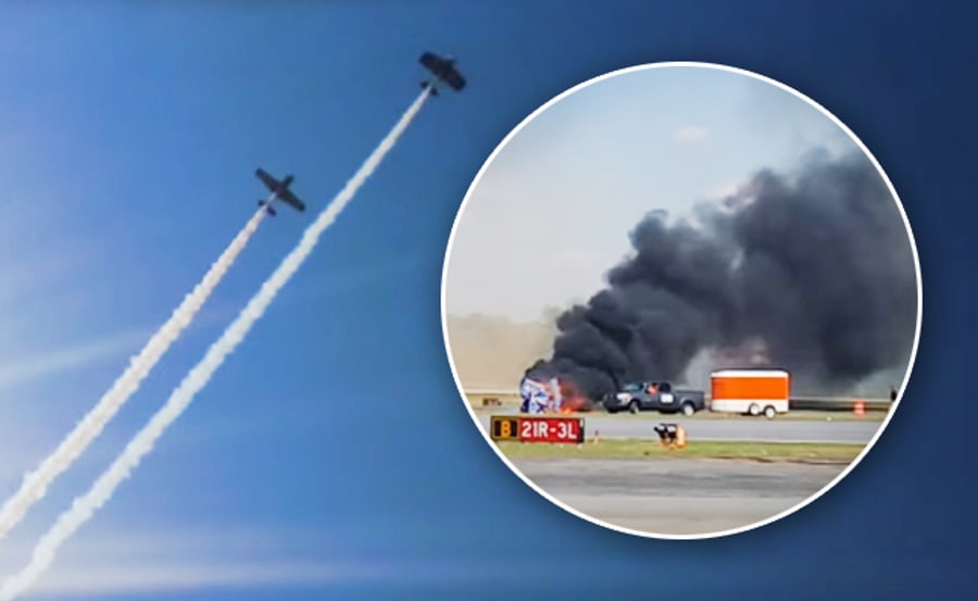 אסון מול המצלמות: מטוס התרסק באמצע מפגן אווירי, הטייס נהרג