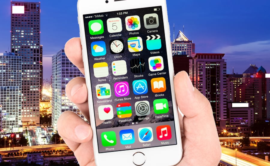 אייפון 6, ברקע: בייג'ינג