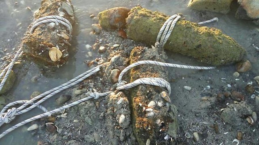 חמישה פגזים ישנים נמצאו בחוף הכנרת