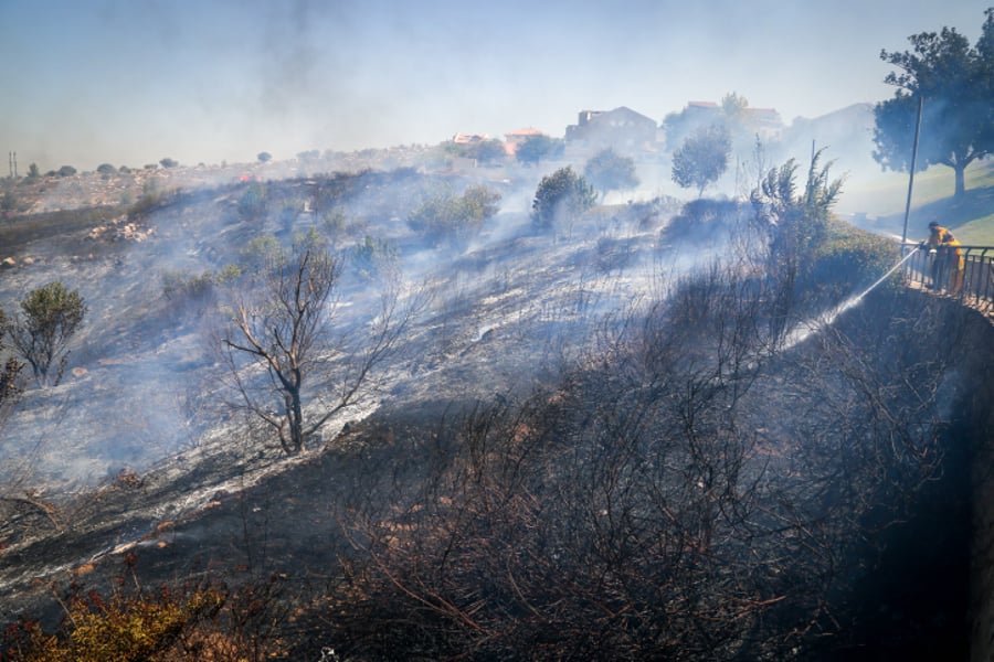תיעוד: שריפה ליד הבתים ברמת בית שמש