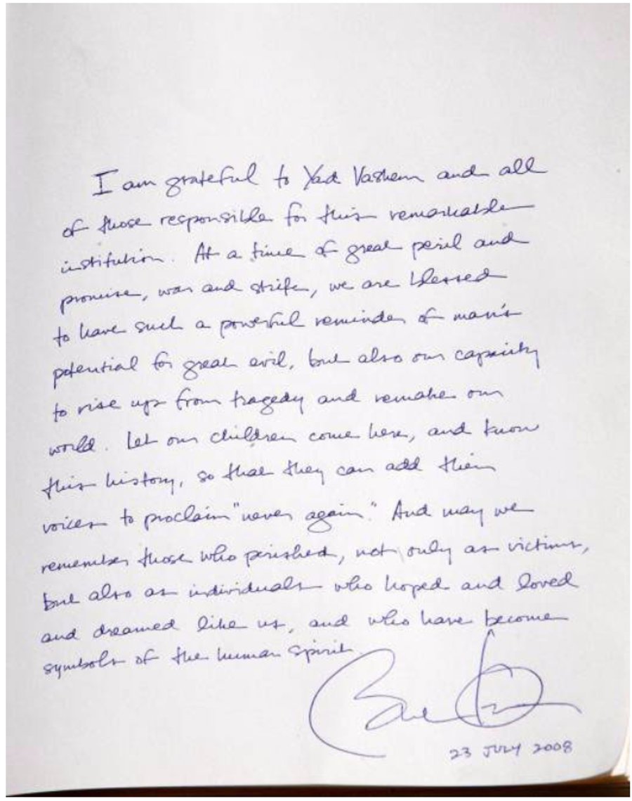 כתב ידו וחתימתו של אובמה