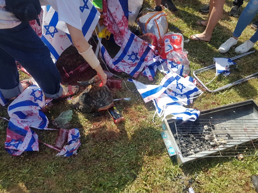 פעילים טינפו דגלי ישראל בדם תרנגולות וחתולים • תיעוד