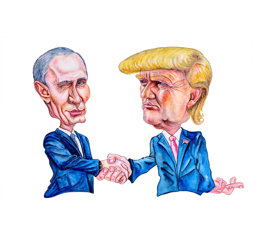 קריקטורה של פגישת טראמפ ופוטין